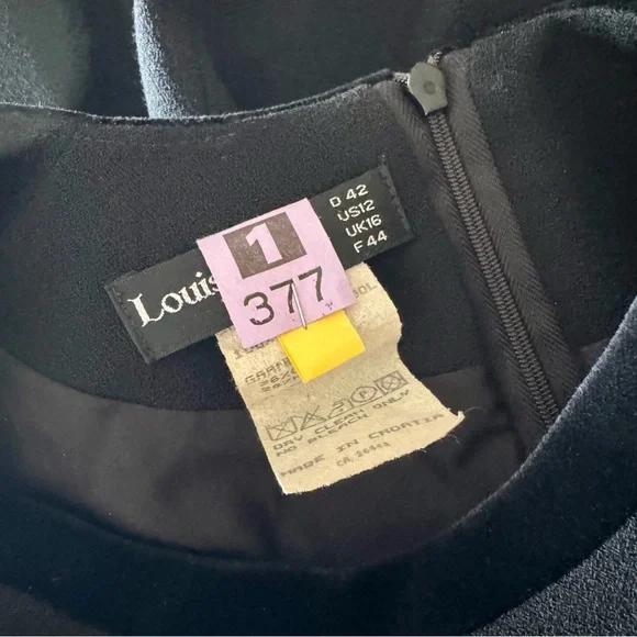 Vintage black crepe Louis Feraud long sleeve dress US 10/12 - Picture 11 of 13